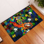 Eels Autism Awareness Rubber Doormat Puzzle Flames Rugby Ball