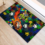 Eels Autism Awareness Rubber Doormat Puzzle Flames Rugby Ball