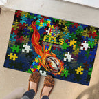 Eels Autism Awareness Rubber Doormat Puzzle Flames Rugby Ball