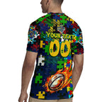 Eels Autism Awareness Rugby Jersey Puzzle Flames Rugby Ball
