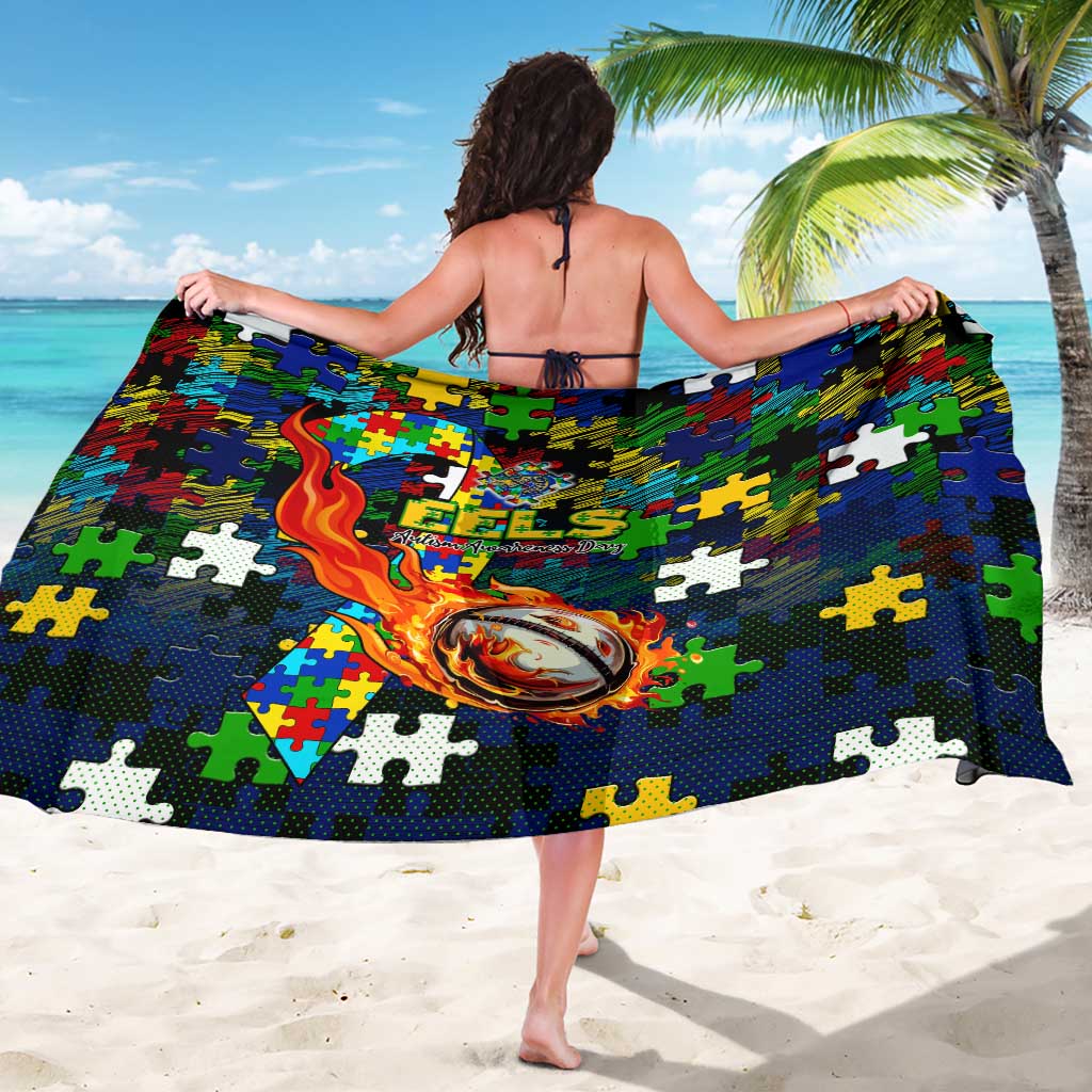 Eels Autism Awareness Sarong Puzzle Flames Rugby Ball