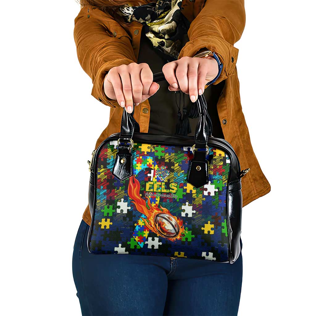 Eels Autism Awareness Shoulder Handbag Puzzle Flames Rugby Ball
