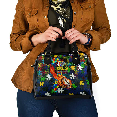 Eels Autism Awareness Shoulder Handbag Puzzle Flames Rugby Ball