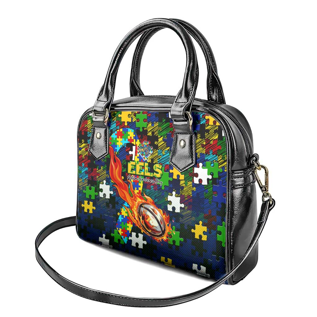 Eels Autism Awareness Shoulder Handbag Puzzle Flames Rugby Ball