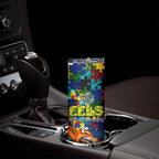Eels Autism Awareness Skinny Tumbler Puzzle Flames Rugby Ball