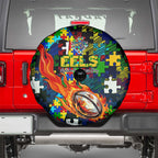 Eels Autism Awareness Spare Tire Cover Puzzle Flames Rugby Ball
