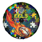 Eels Autism Awareness Spare Tire Cover Puzzle Flames Rugby Ball