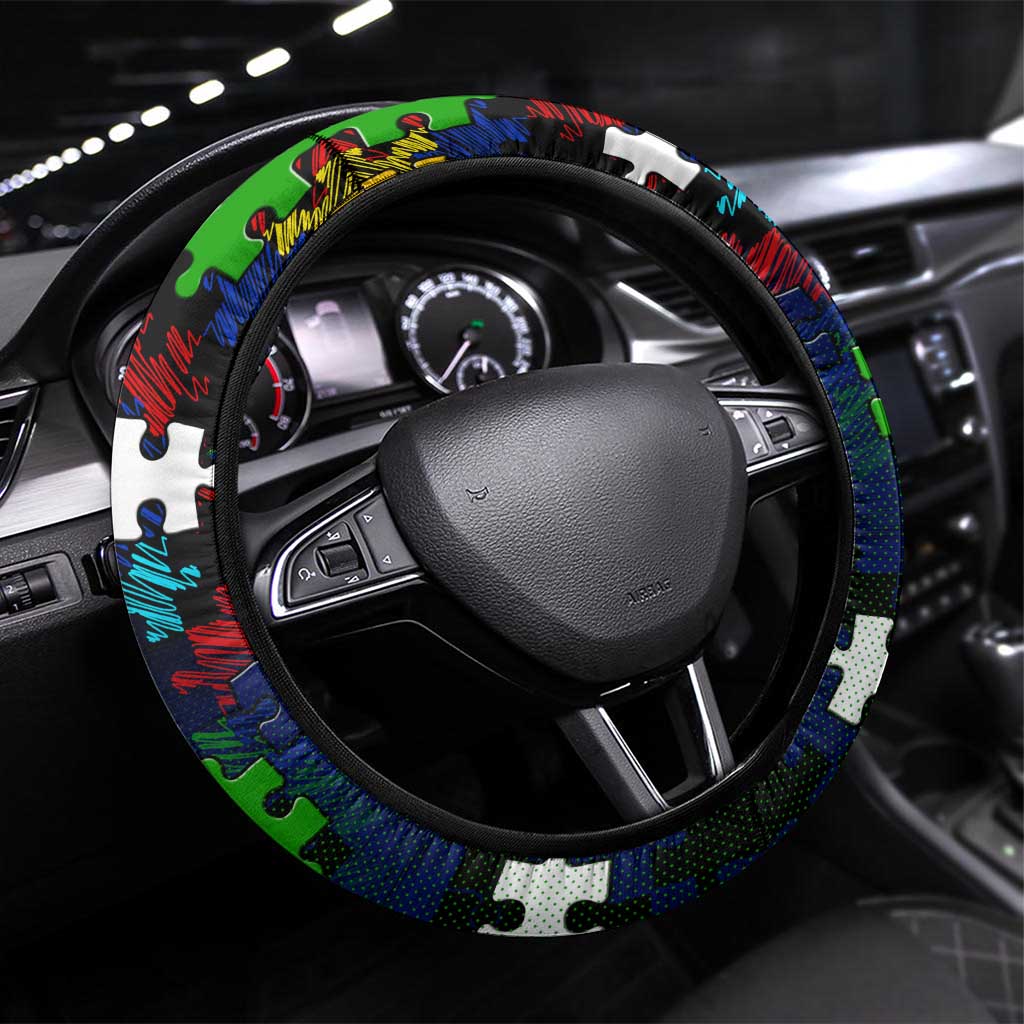 Eels Autism Awareness Steering Wheel Cover Puzzle Flames Rugby Ball