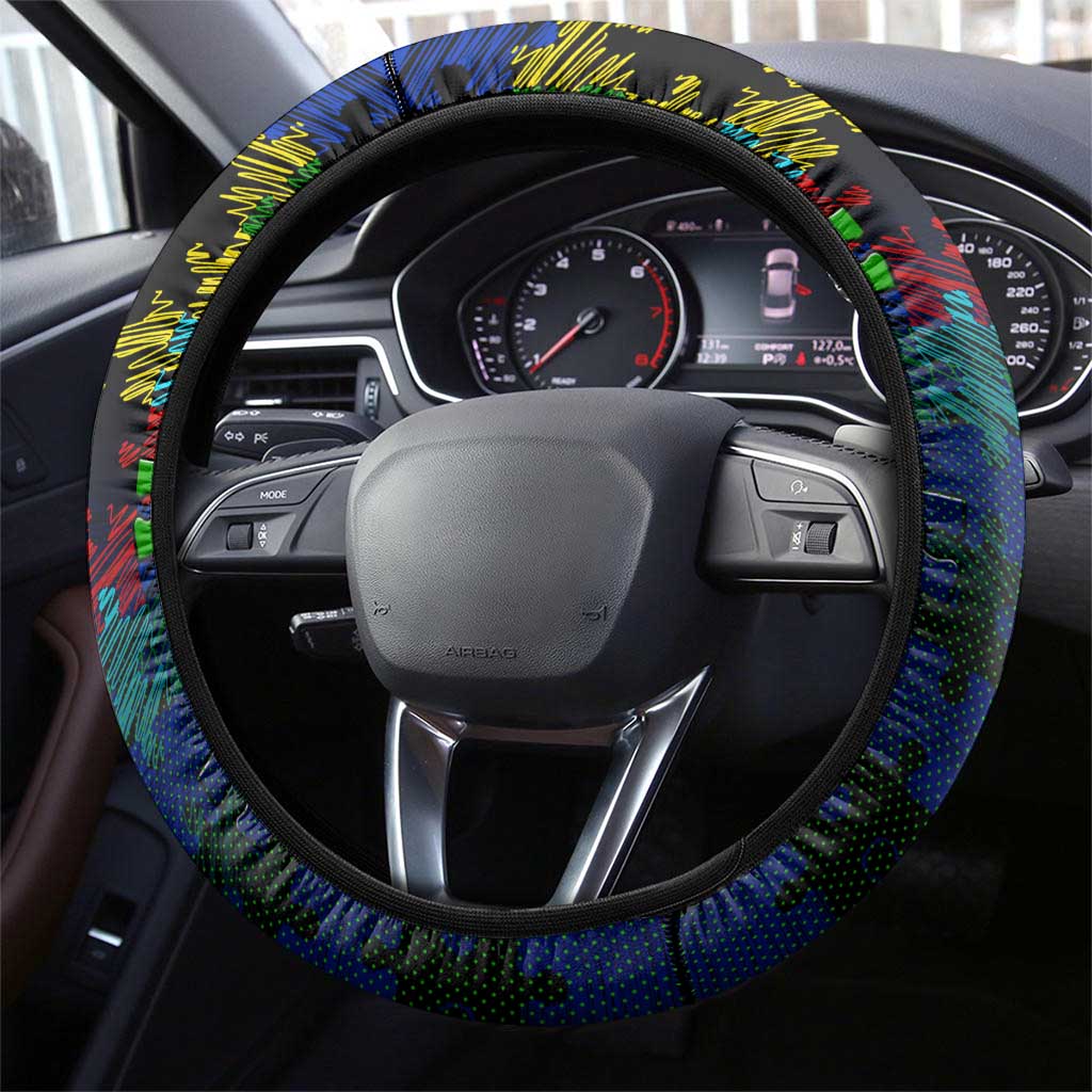 Eels Autism Awareness Steering Wheel Cover Puzzle Flames Rugby Ball