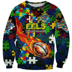 Eels Autism Awareness Sweatshirt Puzzle Flames Rugby Ball
