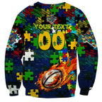 Eels Autism Awareness Sweatshirt Puzzle Flames Rugby Ball