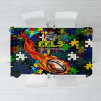 Eels Autism Awareness Tablecloth Puzzle Flames Rugby Ball
