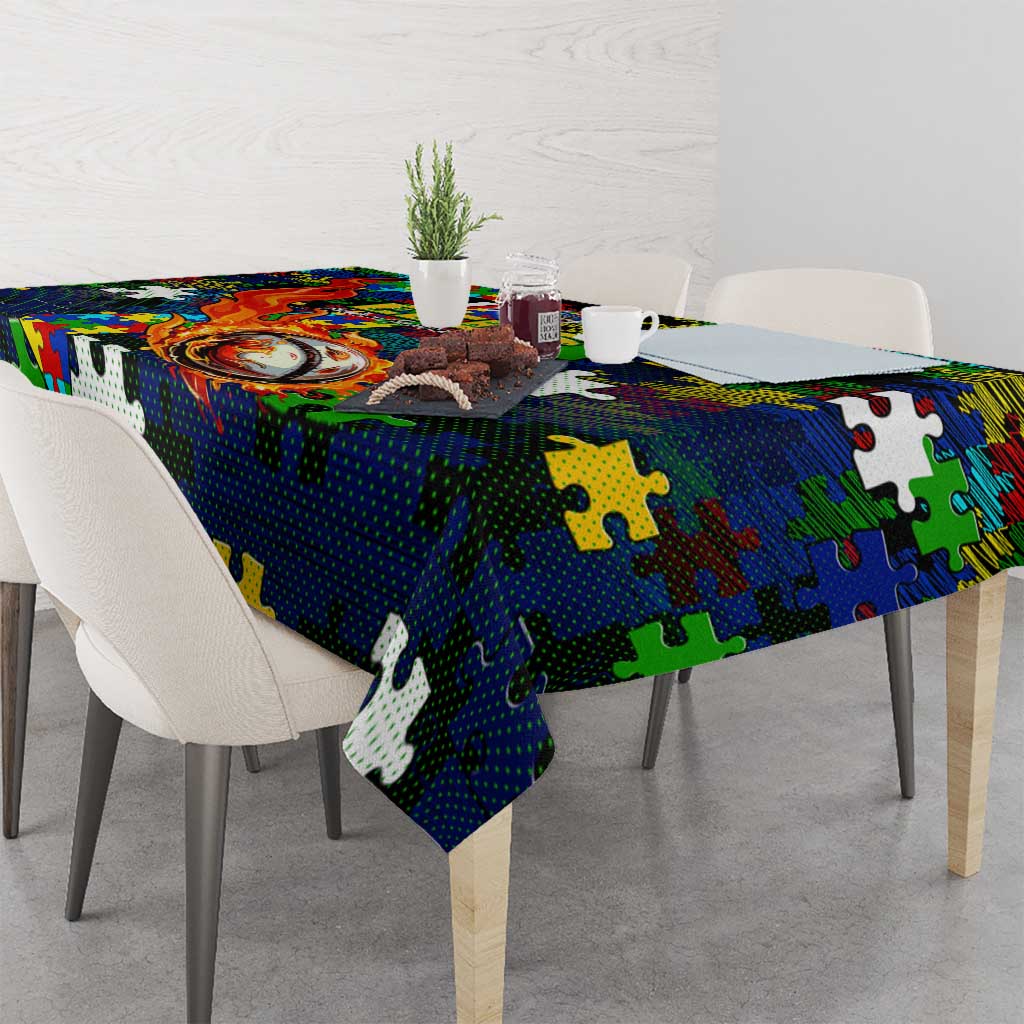 Eels Autism Awareness Tablecloth Puzzle Flames Rugby Ball