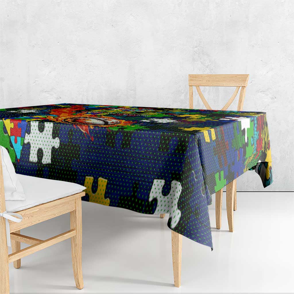 Eels Autism Awareness Tablecloth Puzzle Flames Rugby Ball