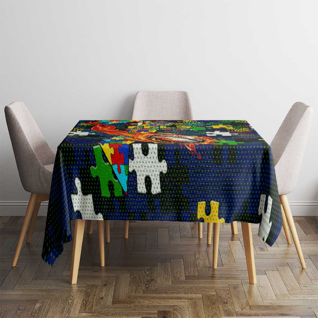 Eels Autism Awareness Tablecloth Puzzle Flames Rugby Ball
