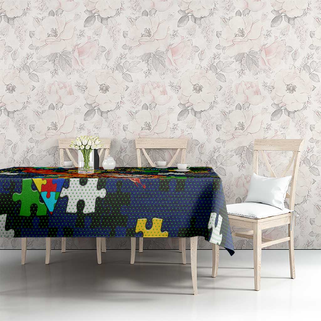 Eels Autism Awareness Tablecloth Puzzle Flames Rugby Ball