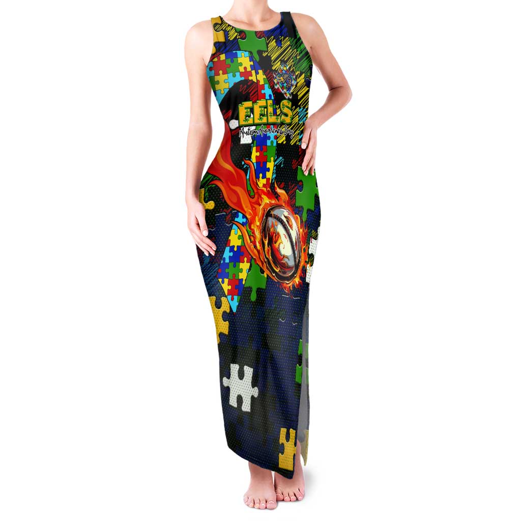 Eels Autism Awareness Tank Maxi Dress Puzzle Flames Rugby Ball