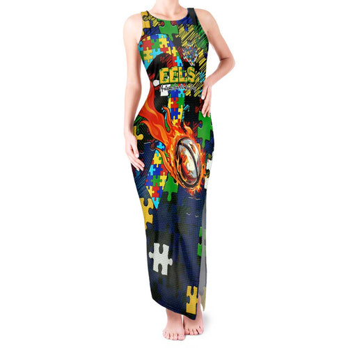 Eels Autism Awareness Tank Maxi Dress Puzzle Flames Rugby Ball
