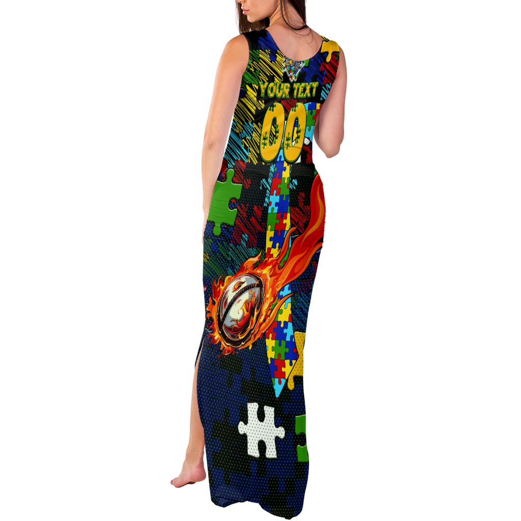 Eels Autism Awareness Tank Maxi Dress Puzzle Flames Rugby Ball