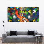 Eels Autism Awareness Tapestry Puzzle Flames Rugby Ball