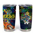 Eels Autism Awareness Tumbler Cup Puzzle Flames Rugby Ball
