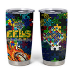 Eels Autism Awareness Tumbler Cup Puzzle Flames Rugby Ball