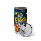 Eels Autism Awareness Tumbler Cup Puzzle Flames Rugby Ball