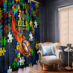 Eels Autism Awareness Window Curtain Puzzle Flames Rugby Ball