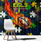 Eels Autism Awareness Window Curtain Puzzle Flames Rugby Ball