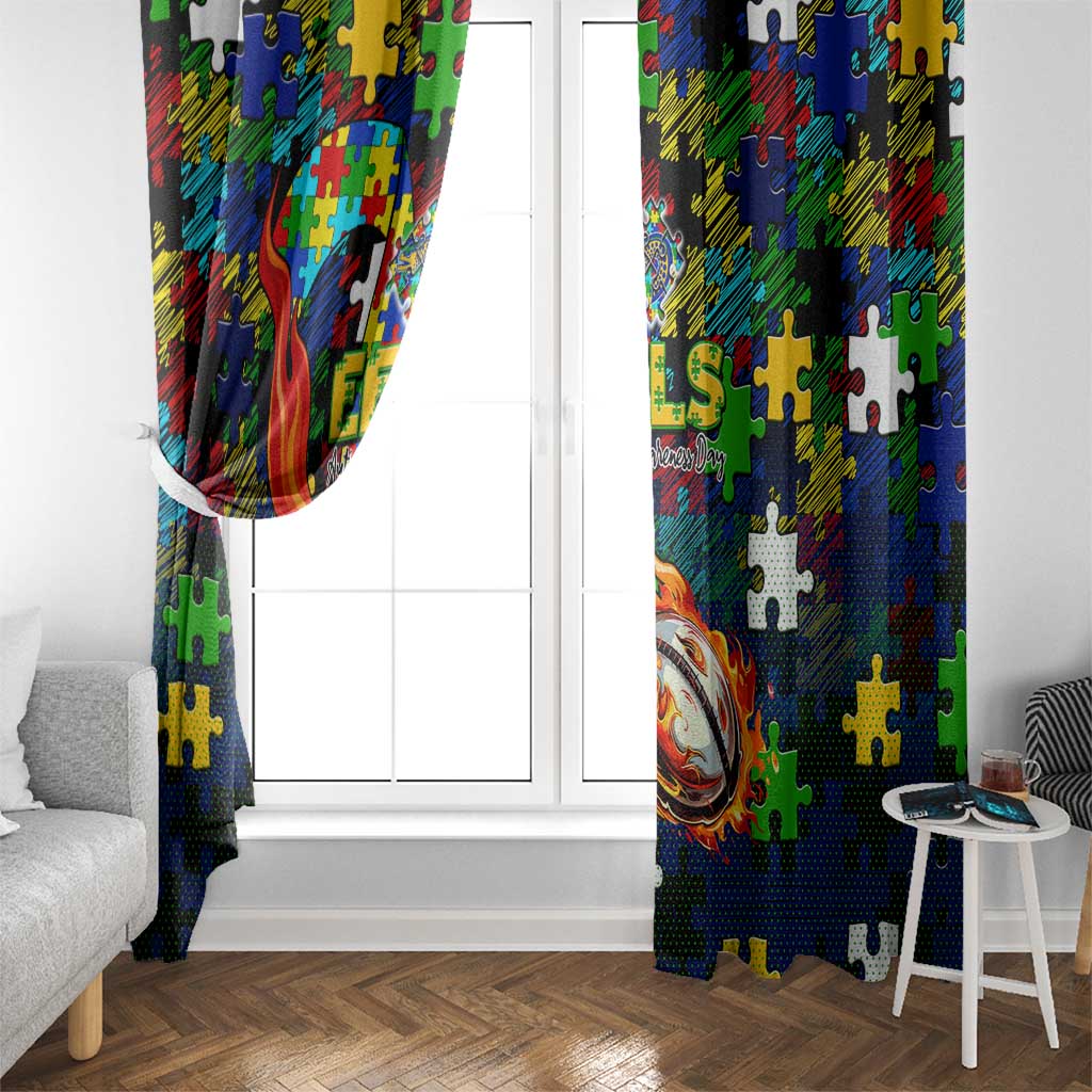 Eels Autism Awareness Window Curtain Puzzle Flames Rugby Ball