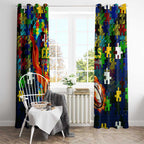 Eels Autism Awareness Window Curtain Puzzle Flames Rugby Ball