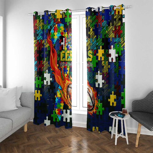 Eels Autism Awareness Window Curtain Puzzle Flames Rugby Ball