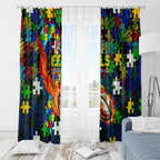 Eels Autism Awareness Window Curtain Puzzle Flames Rugby Ball