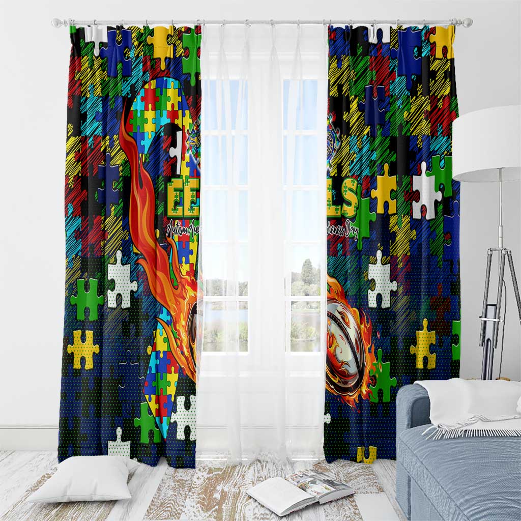 Eels Autism Awareness Window Curtain Puzzle Flames Rugby Ball