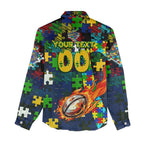 Eels Autism Awareness Women Casual Shirt Puzzle Flames Rugby Ball
