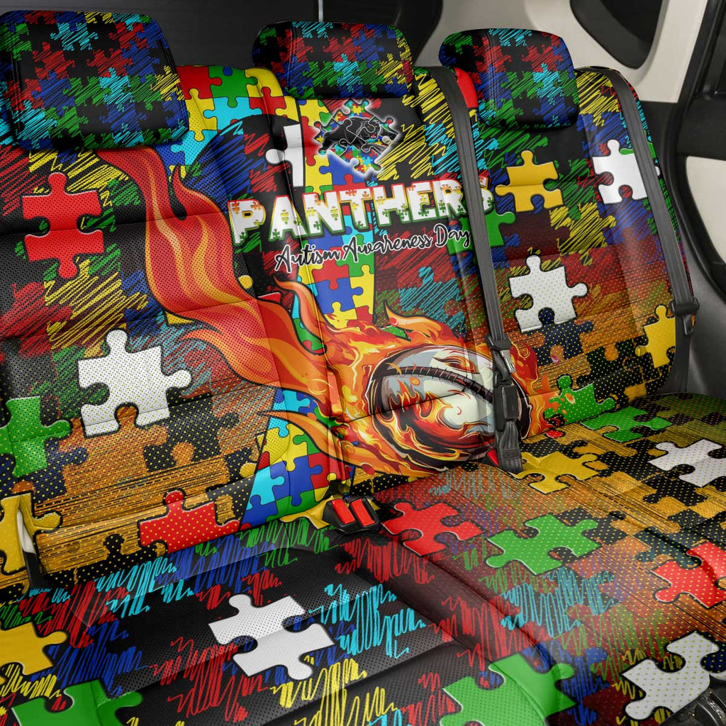 Panthers Autism Awareness Back Car Seat Cover Puzzle Flames Rugby Ball