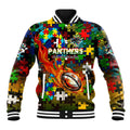 Panthers Autism Awareness Baseball Jacket Puzzle Flames Rugby Ball