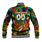 Panthers Autism Awareness Baseball Jacket Puzzle Flames Rugby Ball