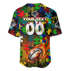 Panthers Autism Awareness Baseball Jersey Puzzle Flames Rugby Ball