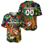 Panthers Autism Awareness Baseball Jersey Puzzle Flames Rugby Ball