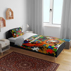 Panthers Autism Awareness Bedding Set Puzzle Flames Rugby Ball