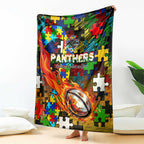Panthers Autism Awareness Blanket Puzzle Flames Rugby Ball