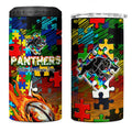 Panthers Autism Awareness 4 in 1 Can Cooler Tumbler Puzzle Flames Rugby Ball