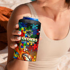 Panthers Autism Awareness 4 in 1 Can Cooler Tumbler Puzzle Flames Rugby Ball