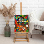 Panthers Autism Awareness Canvas Wall Art Puzzle Flames Rugby Ball
