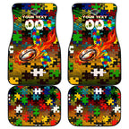 Panthers Autism Awareness Car Mats Puzzle Flames Rugby Ball
