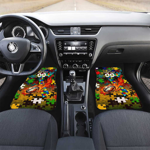 Panthers Autism Awareness Car Mats Puzzle Flames Rugby Ball