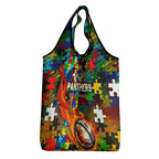 Panthers Autism Awareness Grocery Bag Puzzle Flames Rugby Ball