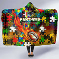 Panthers Autism Awareness Hooded Blanket Puzzle Flames Rugby Ball