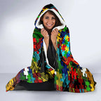 Panthers Autism Awareness Hooded Blanket Puzzle Flames Rugby Ball